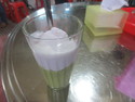 Avocado puree ice cream and coconut cream