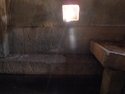Beam of light shining into temple