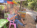 Brad and i enjoying some beers while hitchhiking to bagan