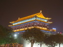 Building on the south gate of xians city wall lit up at night