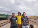 Bus station friends
