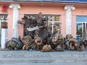 Genghis kahn wood carving