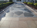 Geometric architecture in front of mosque