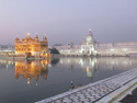Golden temple ground at twilight