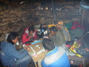 Guys playing mah jong in haba base camp