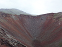 Inside volcano near white lake