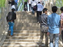 What's cool about this bridge is that it's in almost the shape of a perfect half circle and they made all the steps the same width so the height is perfectly variable.