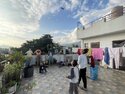 Kites over the roof; kite flying is a big part of the Dashain season