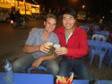 Me and chien enjoying out th beer