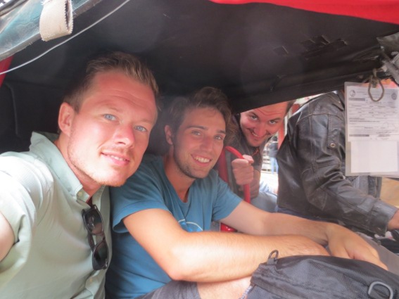 My Danish companions and I in a tricycle taxi