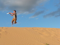 Me catching a disc off sand dune