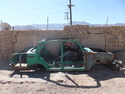 Me in stripped turquoise car