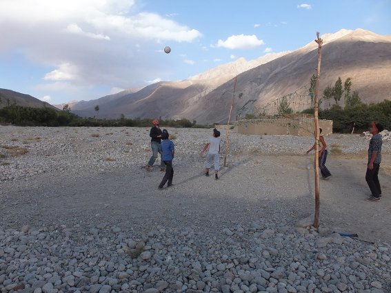 Me playing volleyball with the kids in Zong