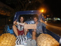 Miguel and i in the back of a truck to mt bromo