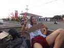 Miguel hitchhiking to surakarta