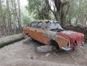 Old car with rags on it