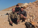 Old man and syrian refugees