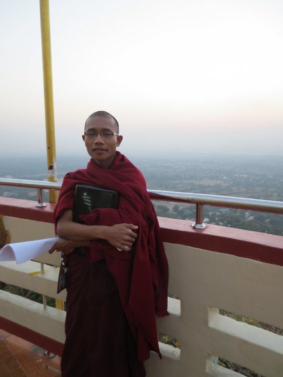 My monk friend atop Mandalay Hill