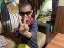 Santosh's son in Tony's sunglasses