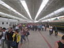 People getting off the train after the great wall