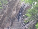 Steep stairs climbing the north peak of huashan