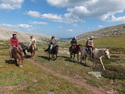 The gang cresting the mountain