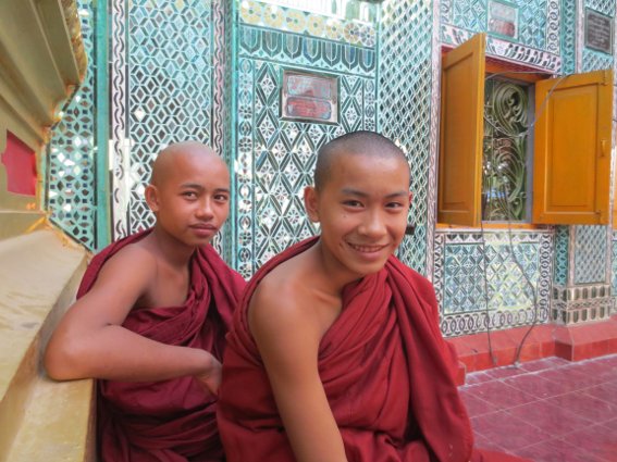 Two young monks atop Mandalay Hill