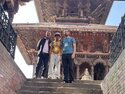 Uttam, Avi, and me on the palace steps in Patan